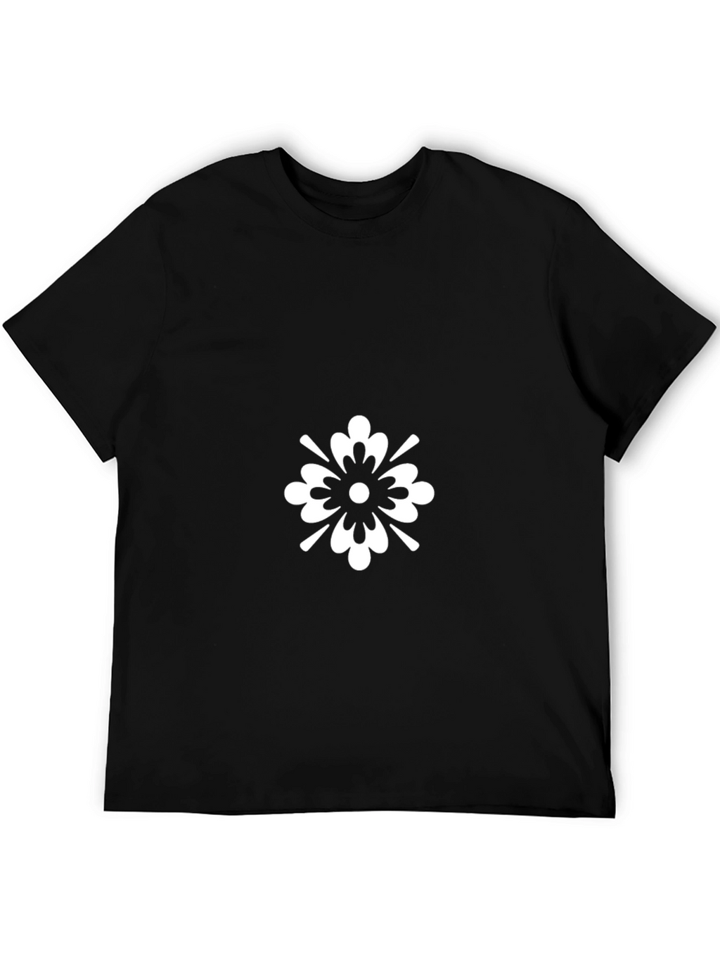Black T-Shirt with White Floral Graphic