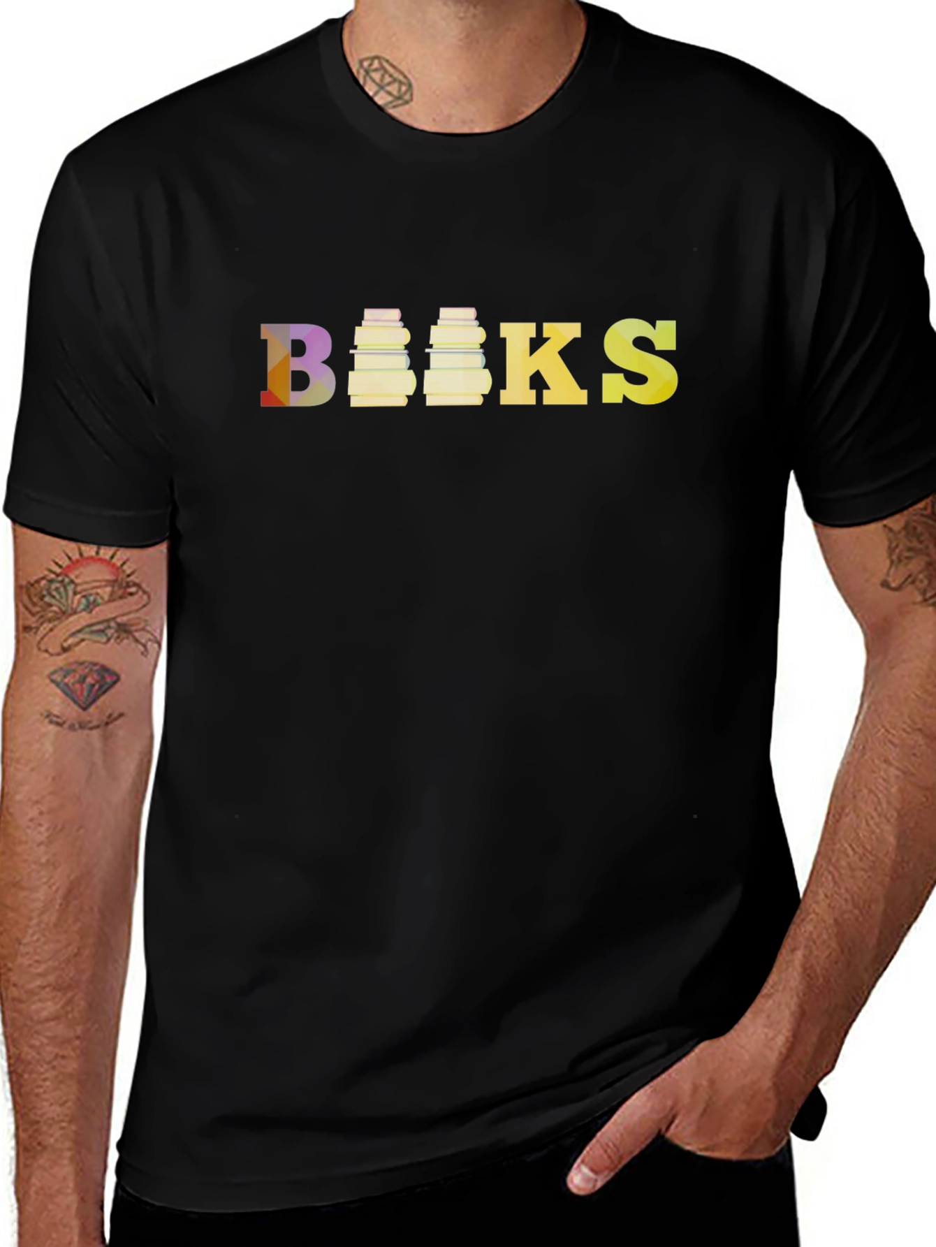 Books Graphic Tee - Black Cotton Casual T-Shirt
