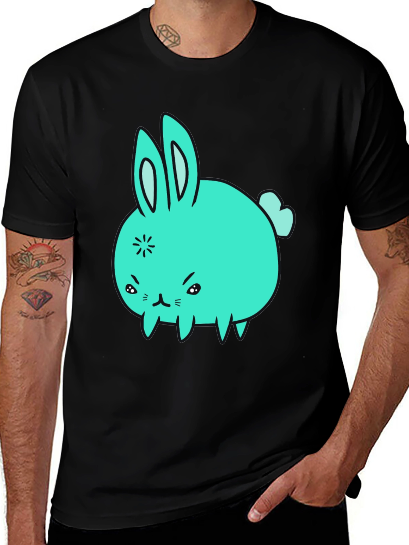 Angry Bunny Graphic Tee - Black