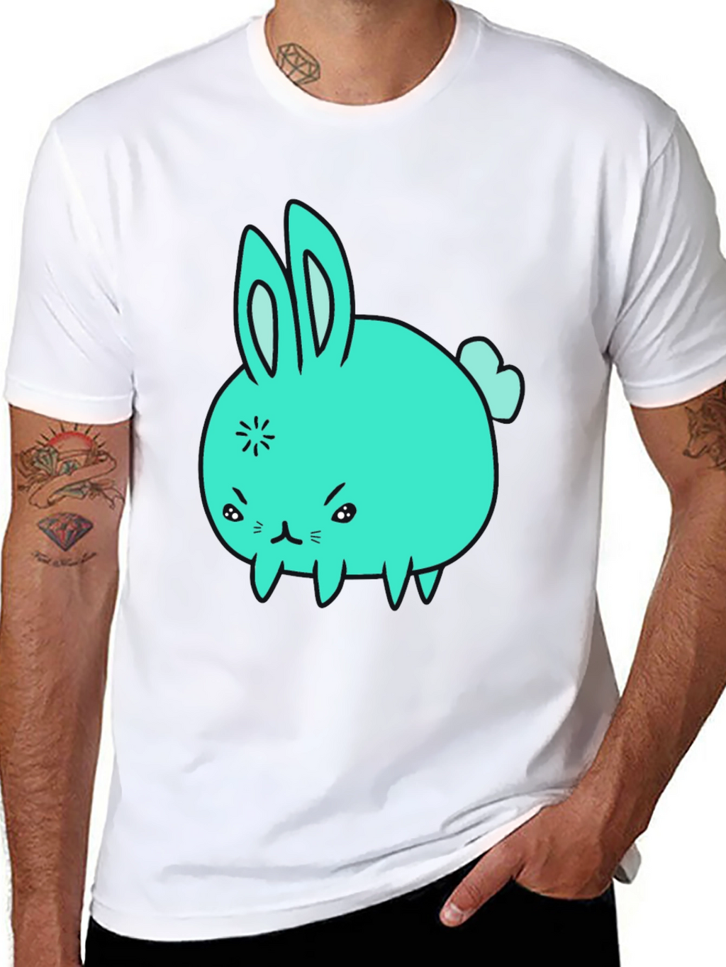 Angry Bunny Graphic Tee - Black