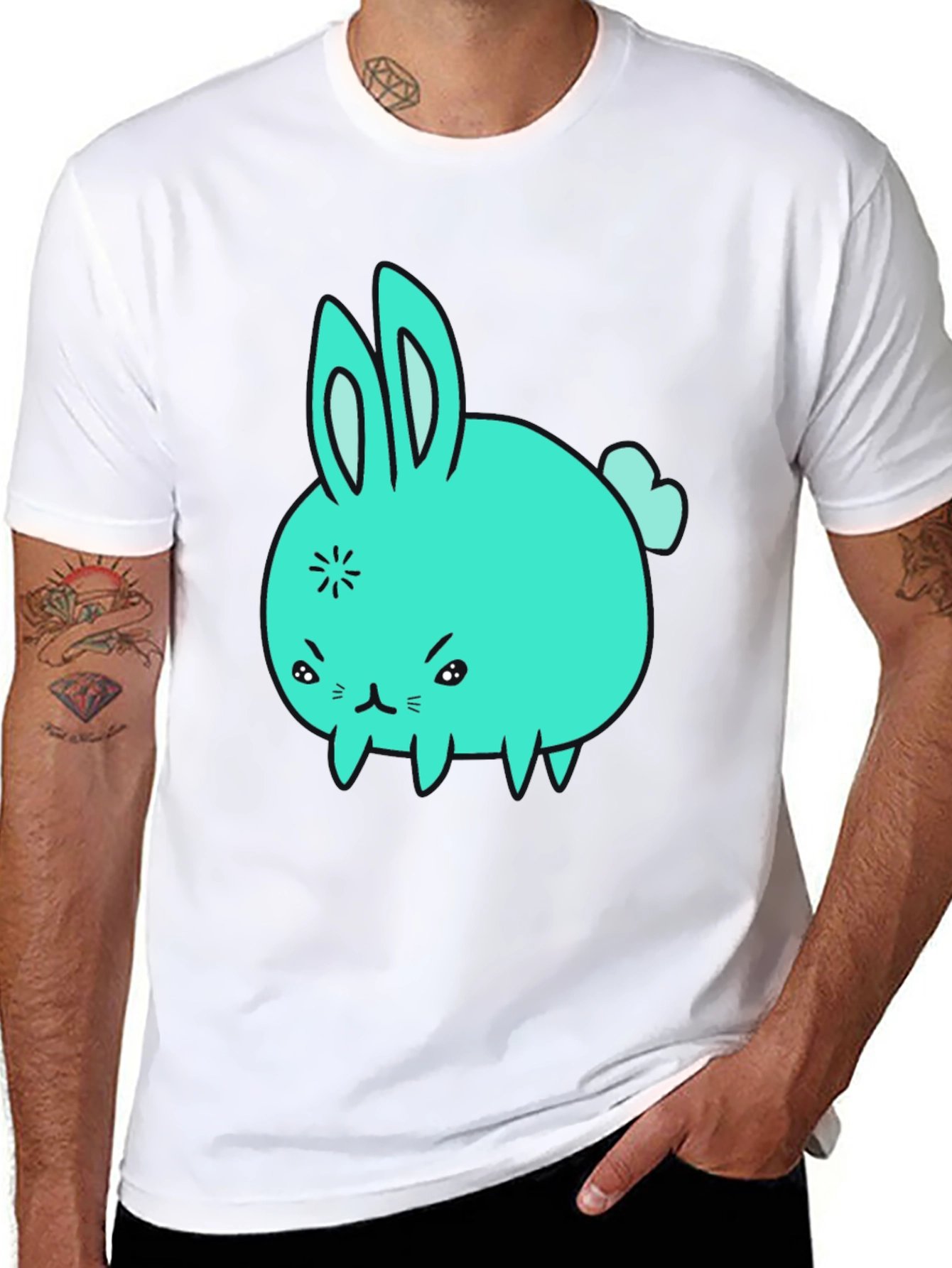 Angry Bunny Graphic Tee - Black