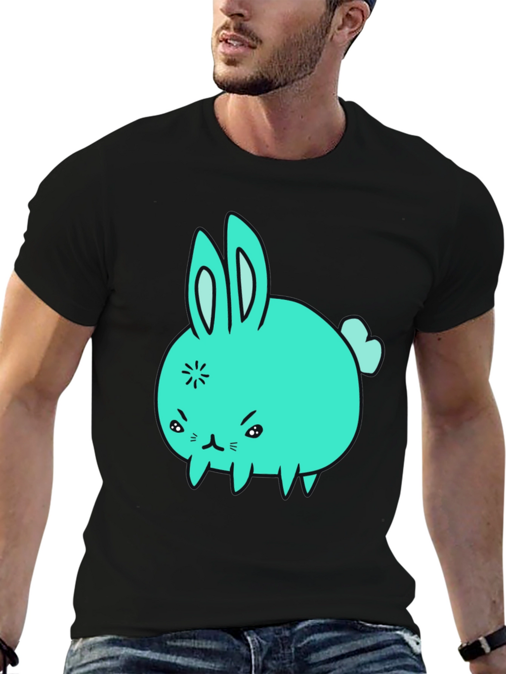 Angry Bunny Graphic Tee - Black