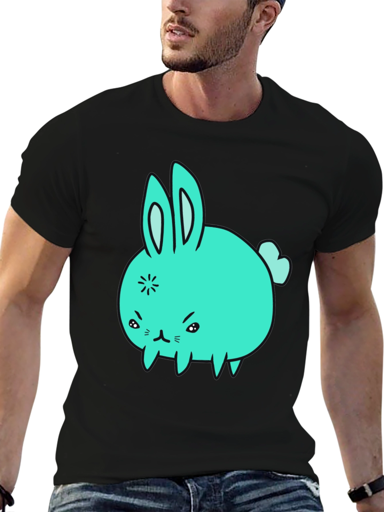 Angry Bunny Graphic Tee - Black