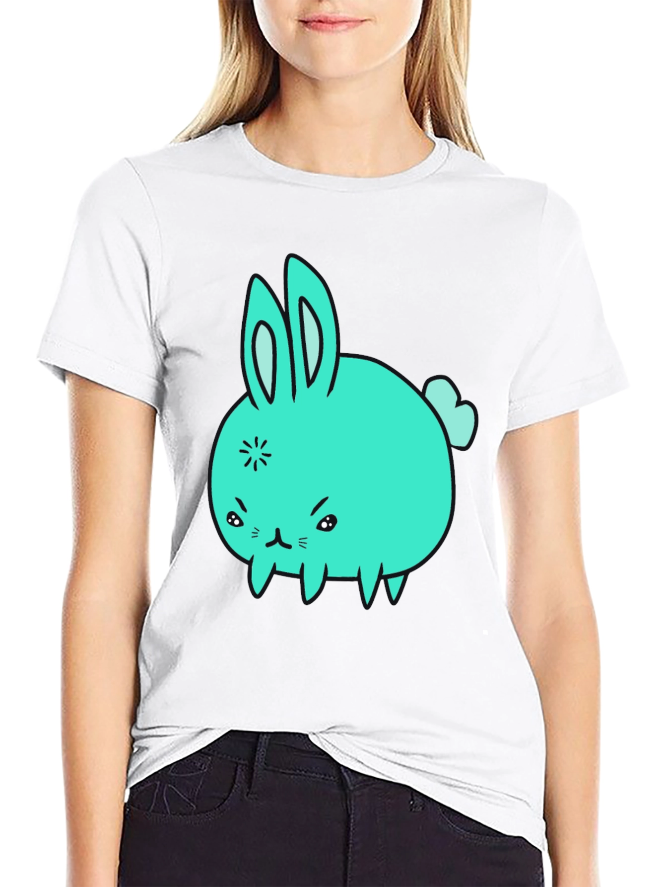 Angry Bunny Graphic Tee - Black