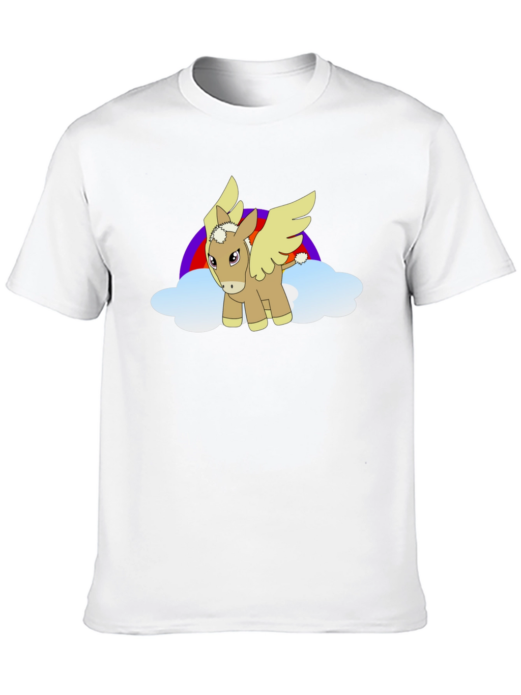 Black T-Shirt with Cartoon Pegasus Design