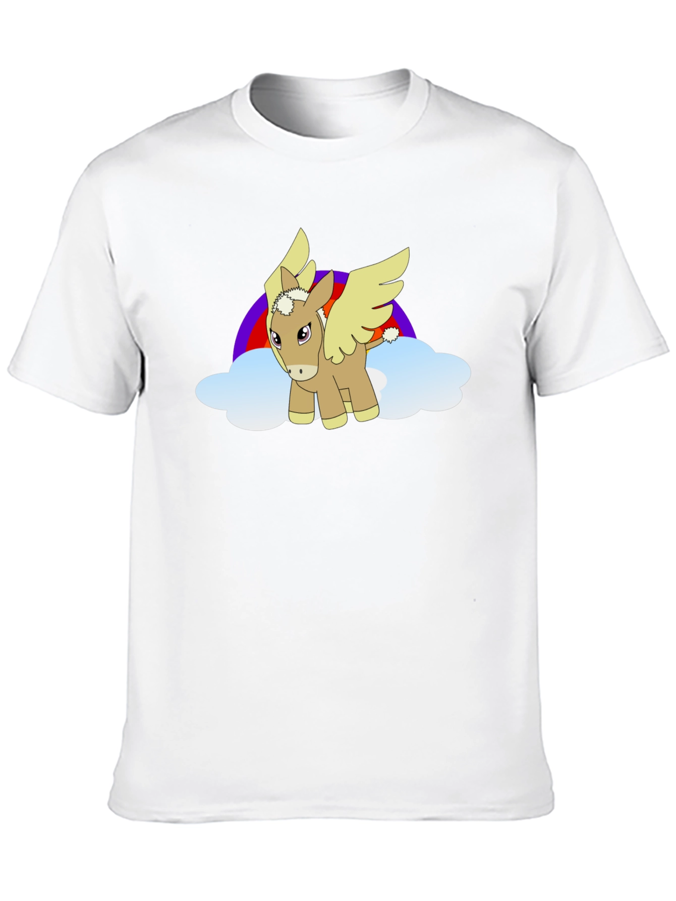 Black T-Shirt with Cartoon Pegasus Design
