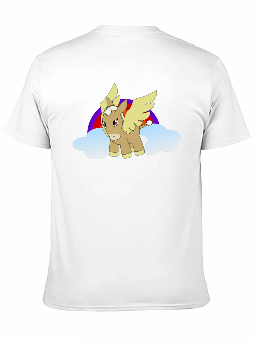 Black T-Shirt with Cartoon Pegasus Design