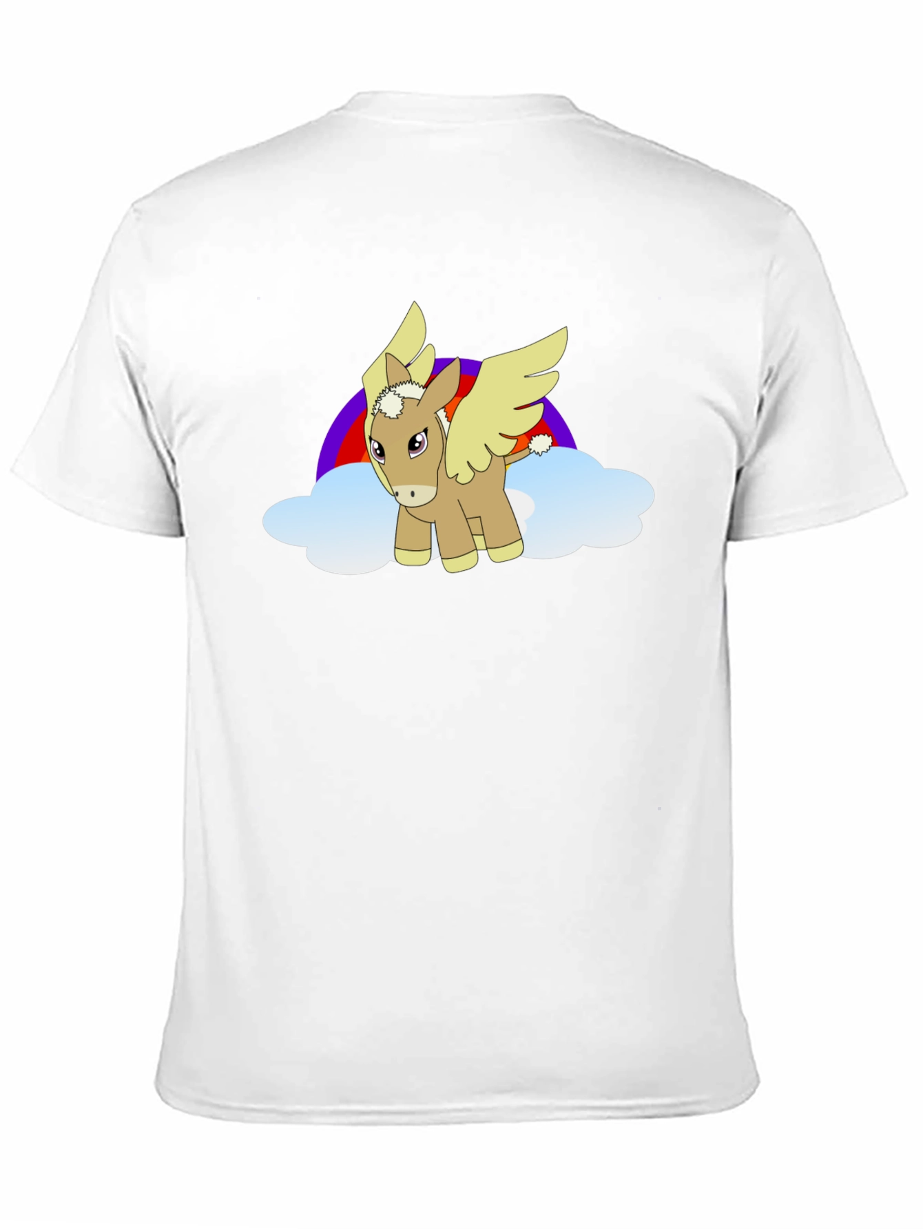 Black T-Shirt with Cartoon Pegasus Design