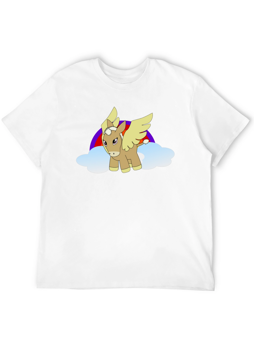 Black T-Shirt with Cartoon Pegasus Design