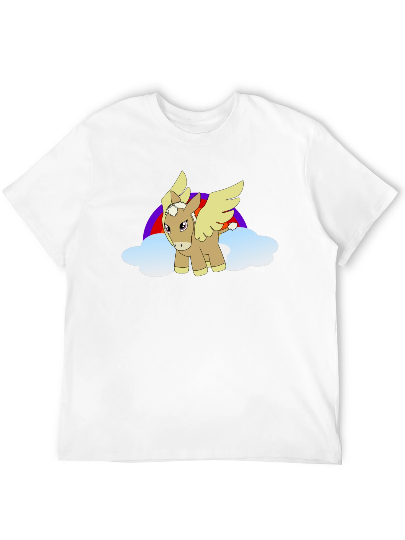 Black T-Shirt with Cartoon Pegasus Design