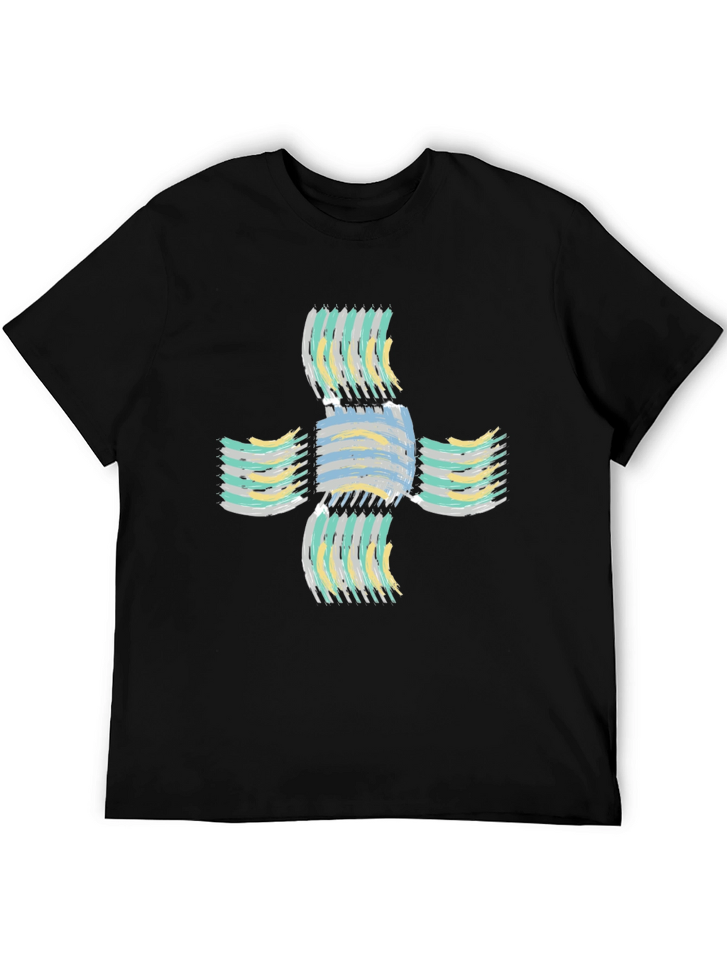 Abstract Cross Graphic Black T-Shirt