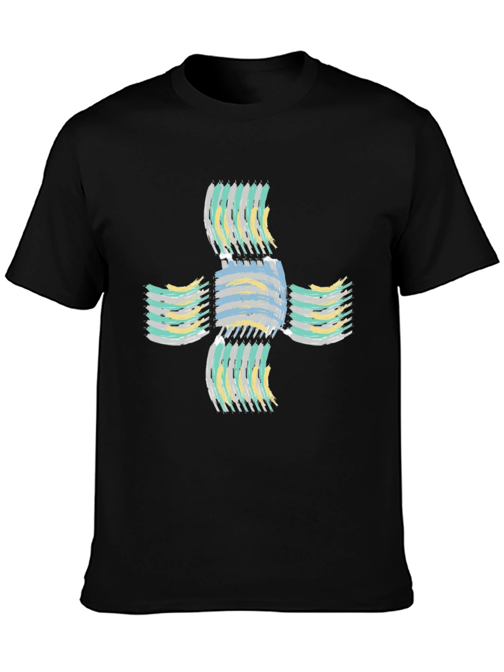 Abstract Cross Graphic Black T-Shirt