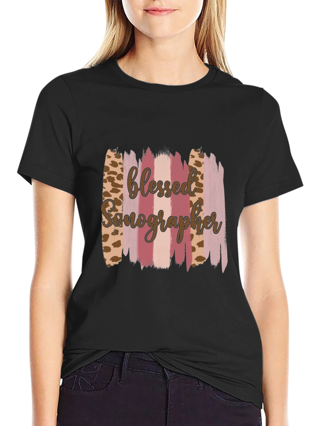 Blessed Sonographer Leopard Brushstroke T-Shirt