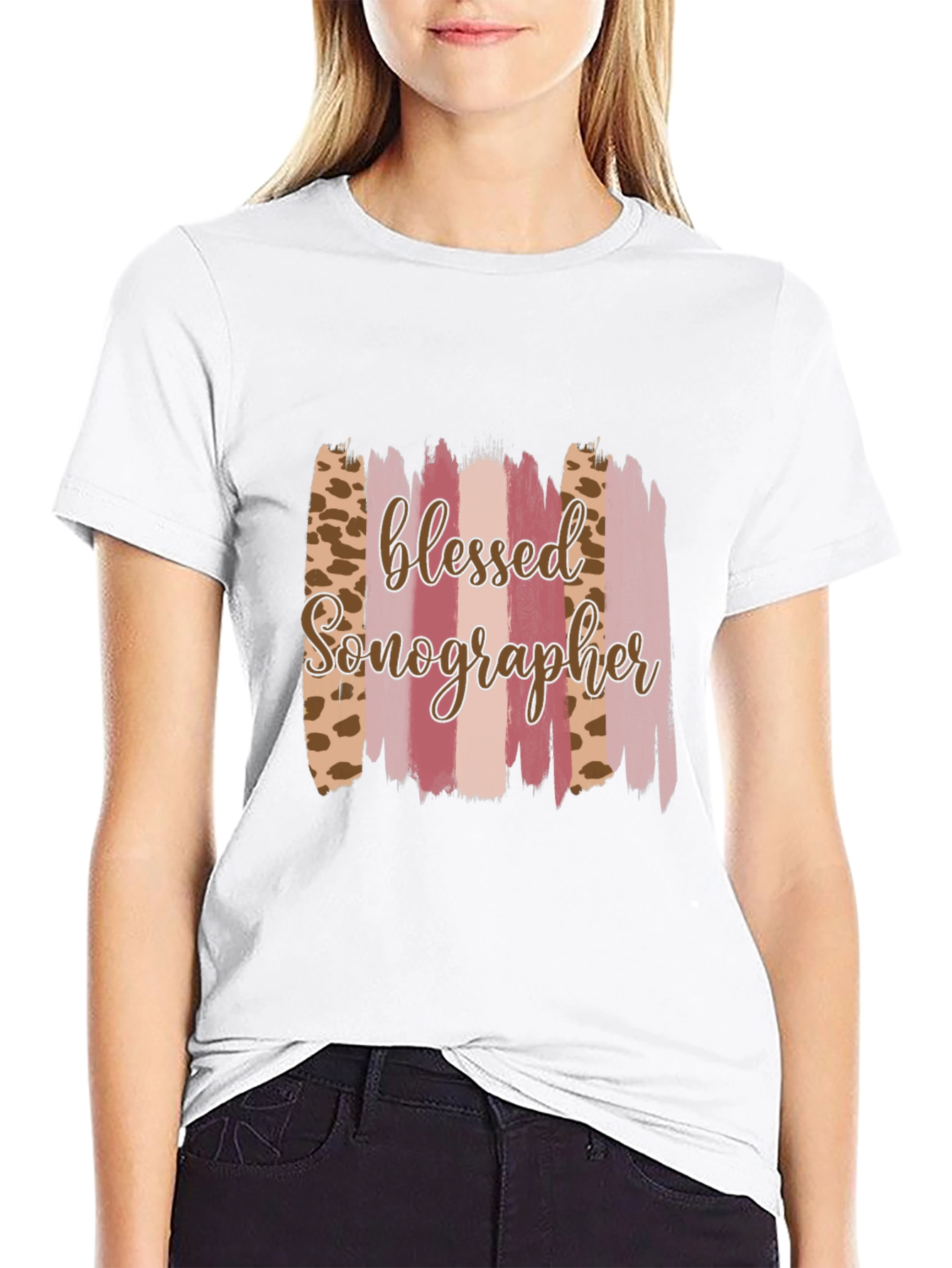 Blessed Sonographer Leopard Brushstroke T-Shirt