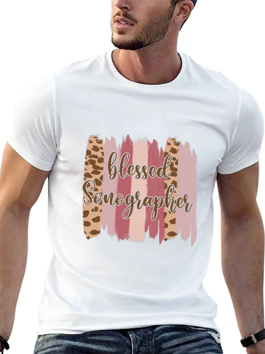Blessed Sonographer Leopard Brushstroke T-Shirt