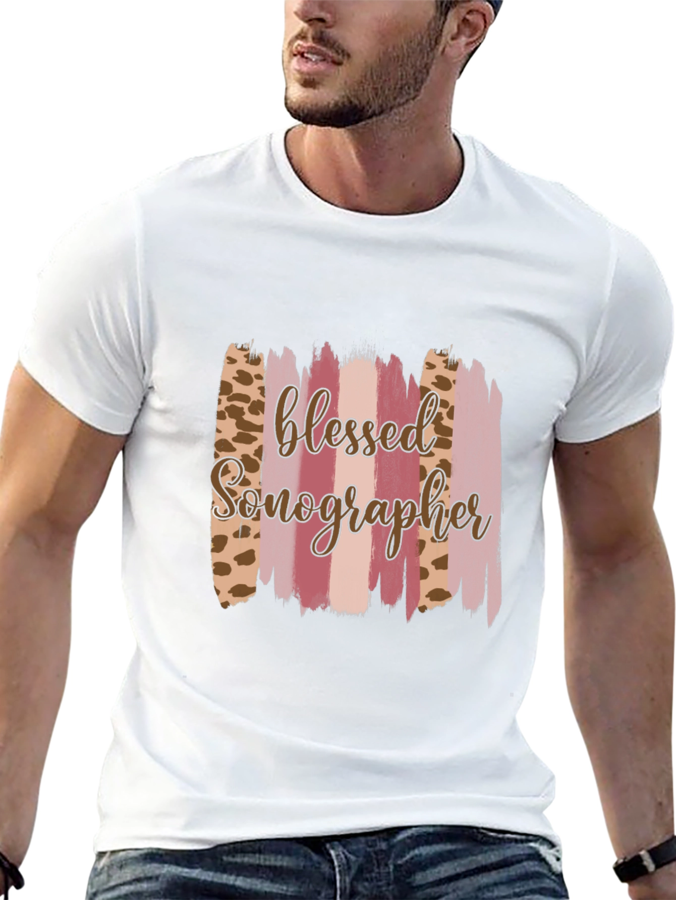 Blessed Sonographer Leopard Brushstroke T-Shirt