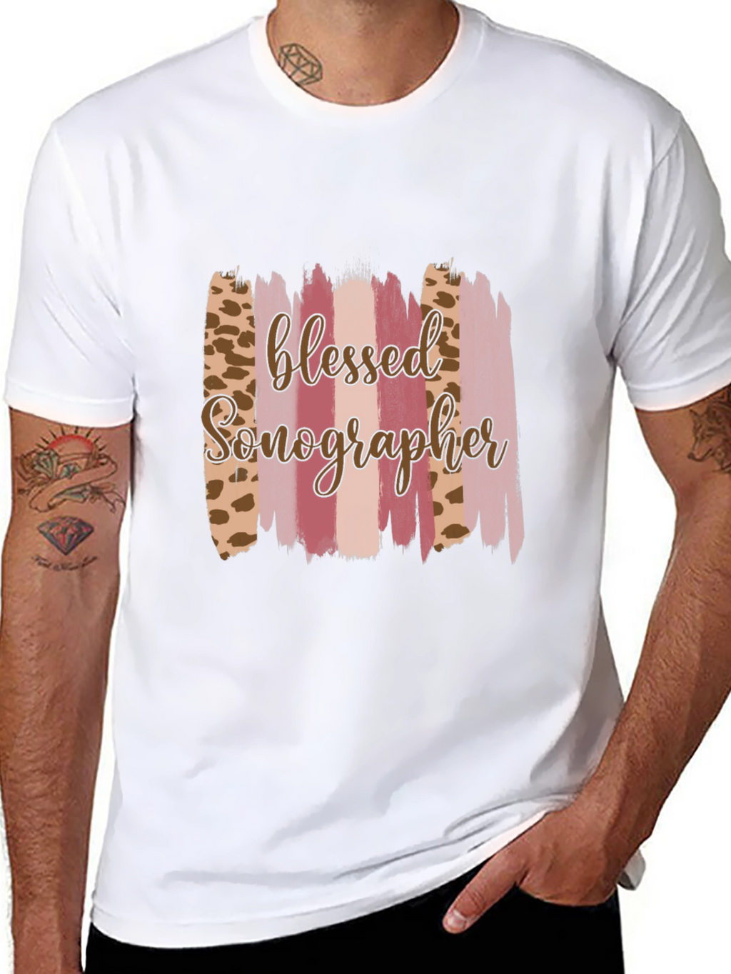 Blessed Sonographer Leopard Brushstroke T-Shirt