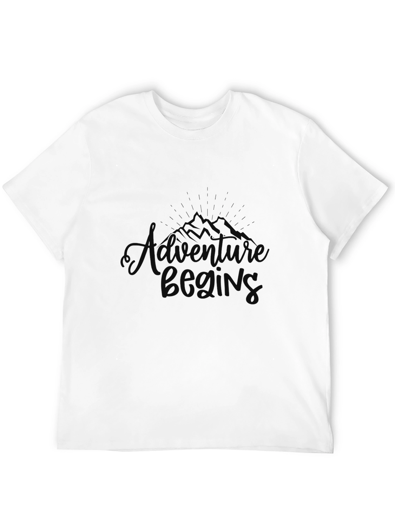 Adventure Begins Black Graphic T-Shirt