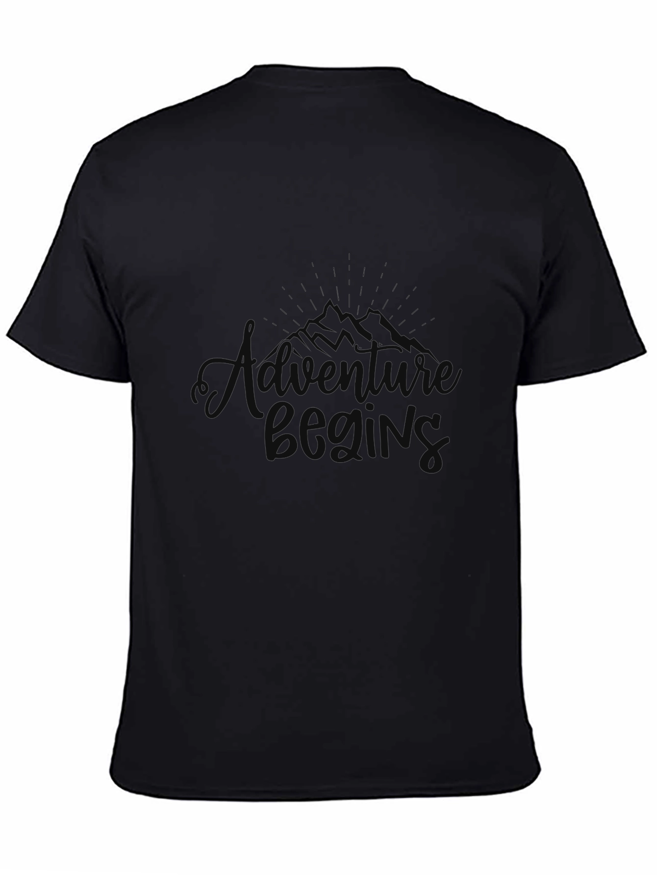 Adventure Begins Black Graphic T-Shirt