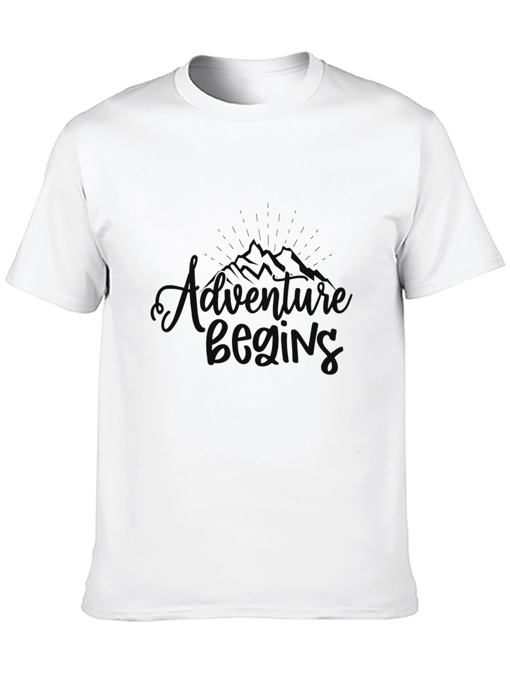 Adventure Begins Black Graphic T-Shirt