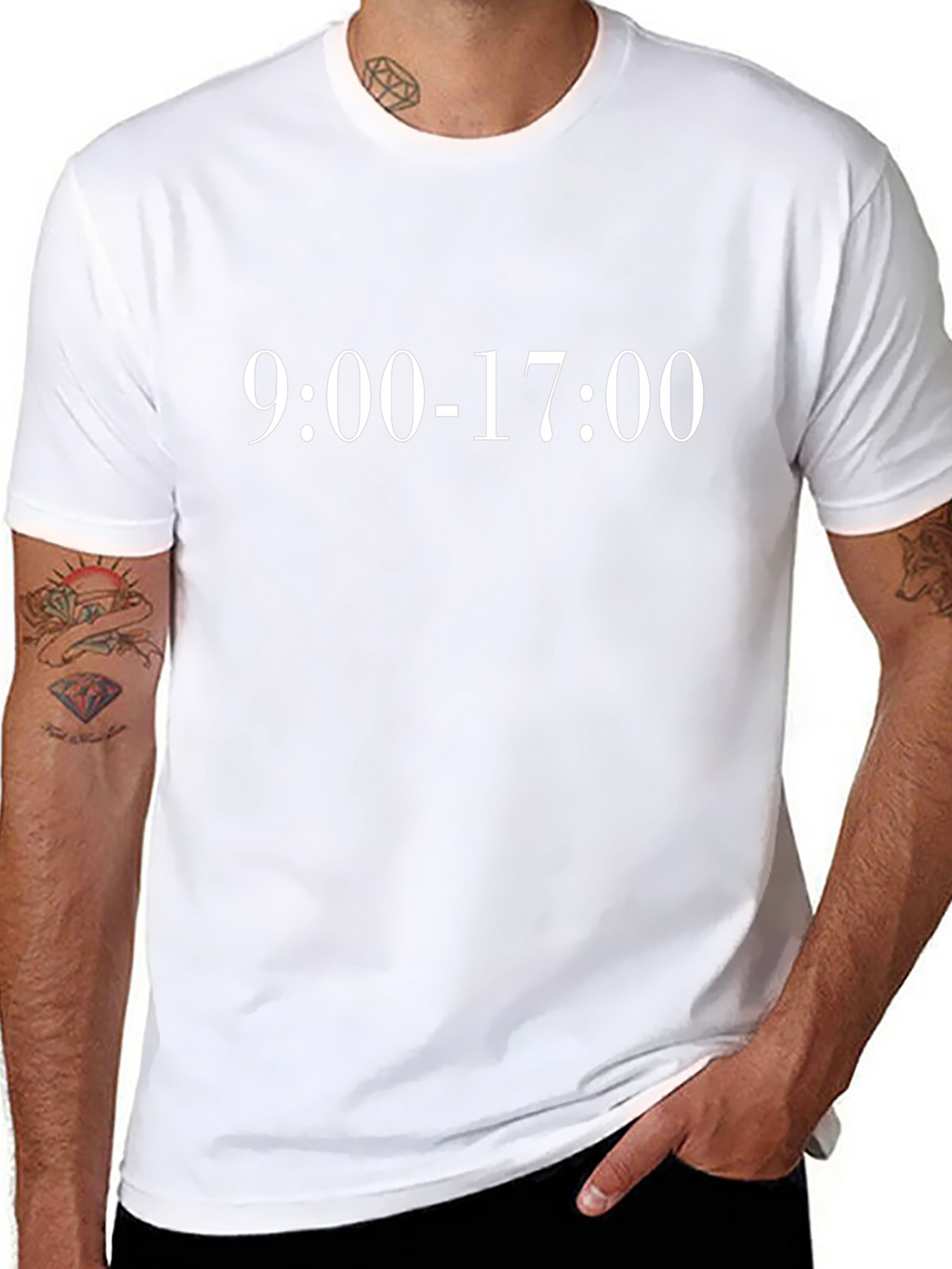 9:00-17:00 Graphic Tee - Black Cotton T-Shirt