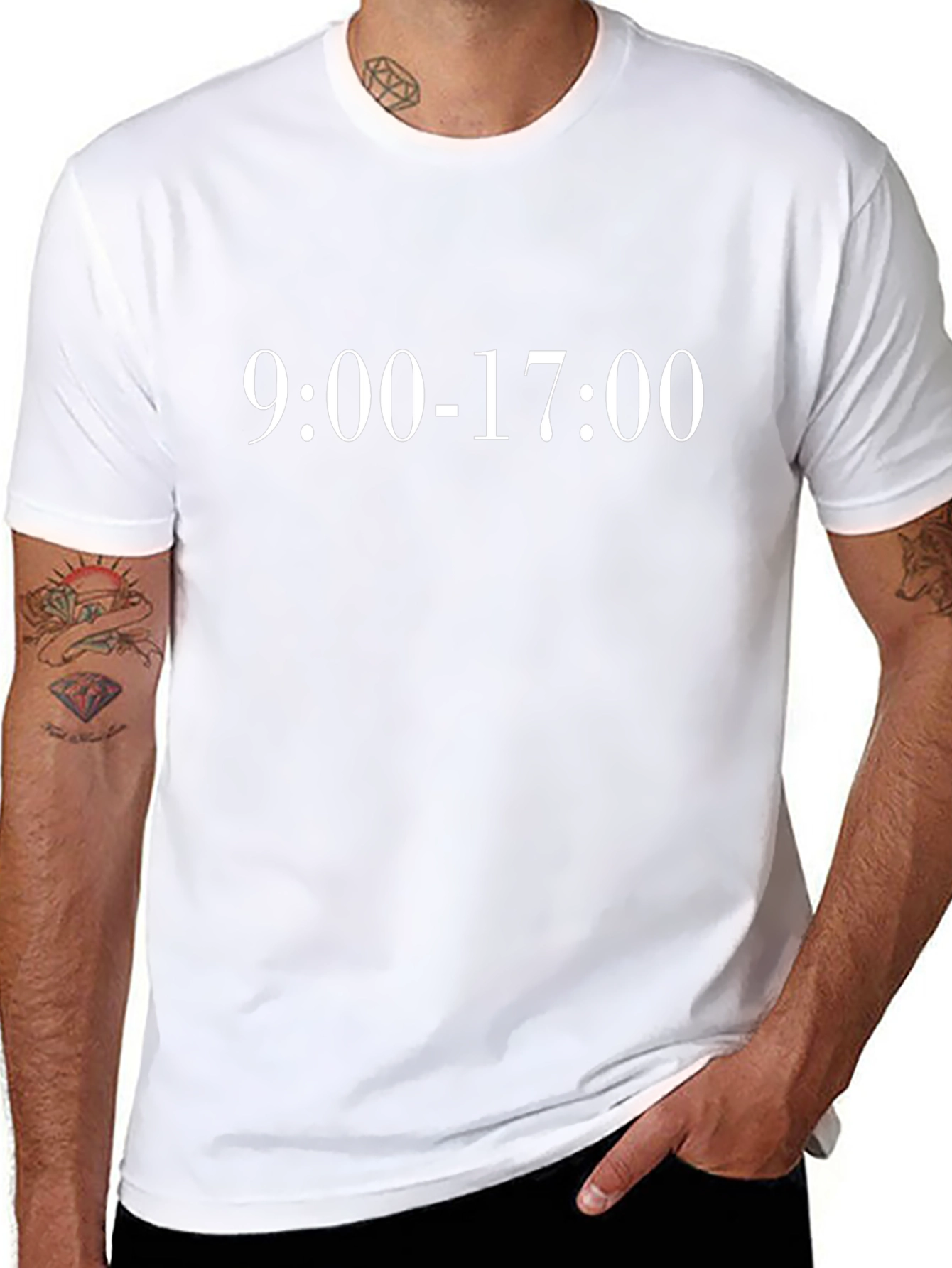 9:00-17:00 Graphic Tee - Black Cotton T-Shirt