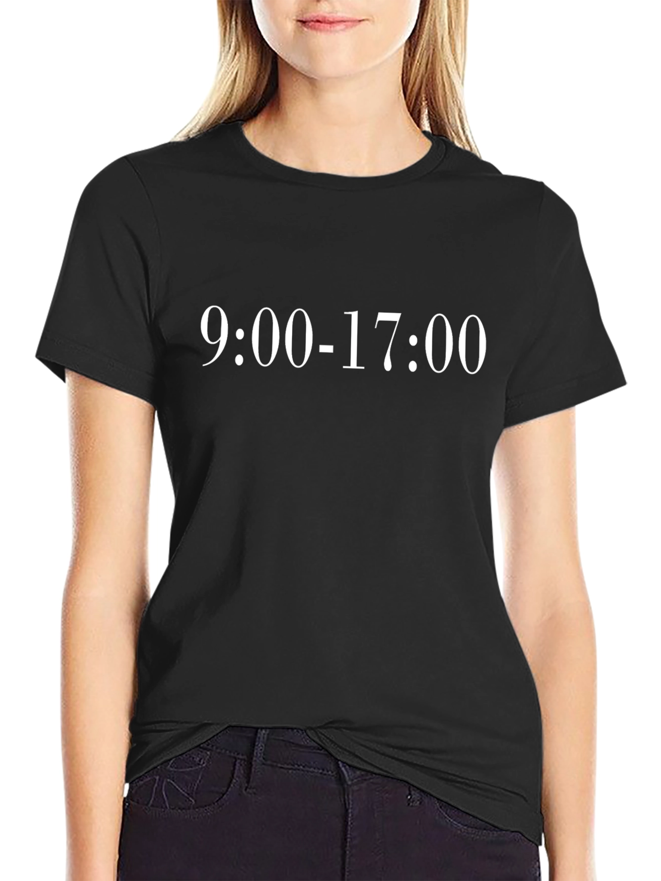 9:00-17:00 Graphic Tee - Black Cotton T-Shirt
