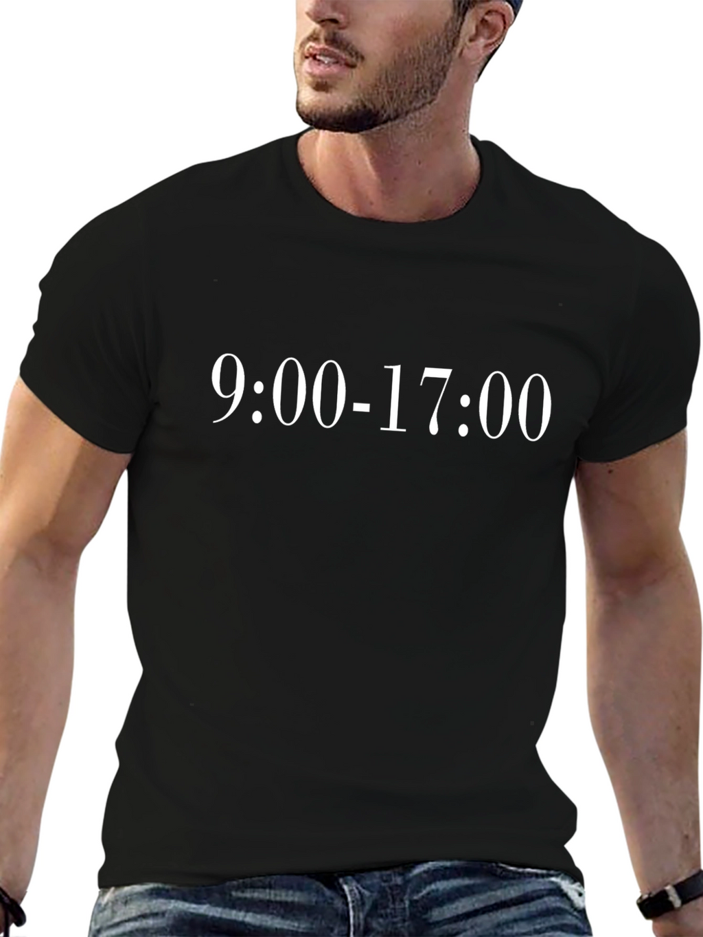 9:00-17:00 Graphic Tee - Black Cotton T-Shirt