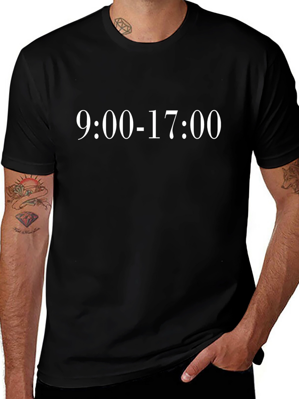 9:00-17:00 Graphic Tee - Black Cotton T-Shirt