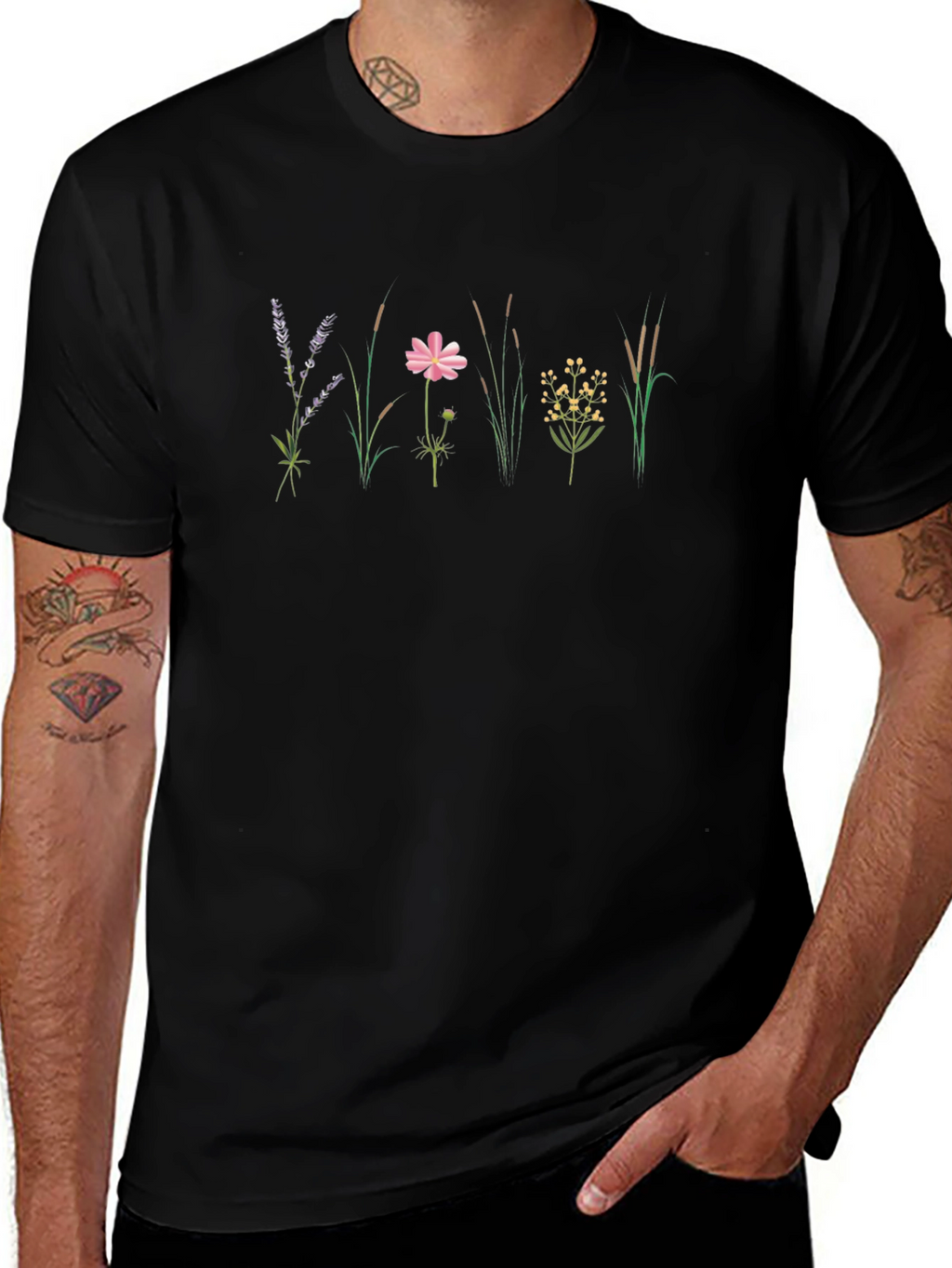 Black Floral Meadow Tee