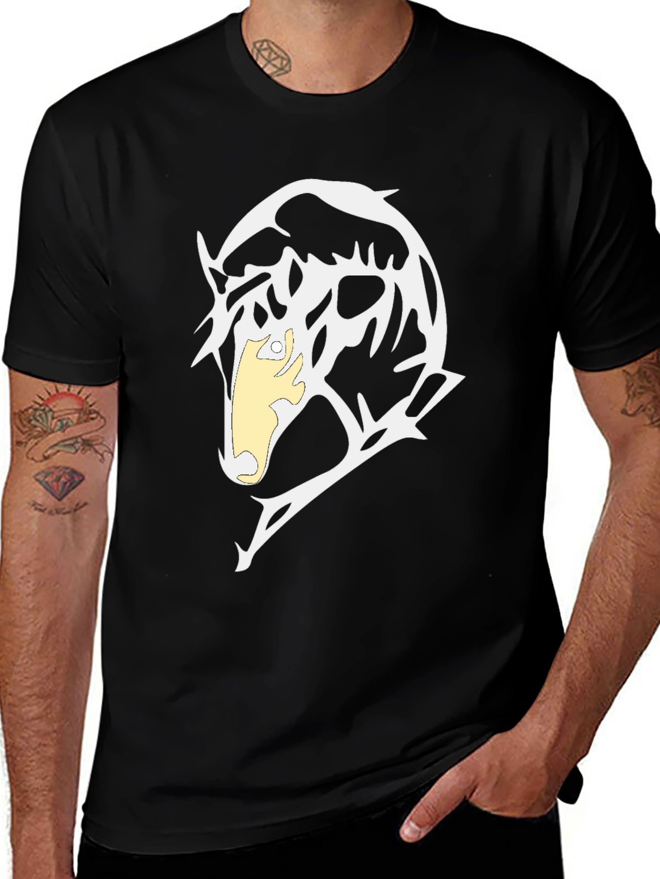 Abstract Graphic Print Black T-Shirt
