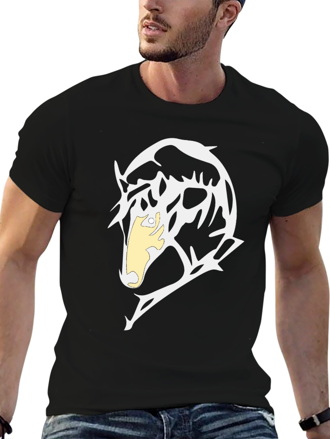 Abstract Graphic Print Black T-Shirt