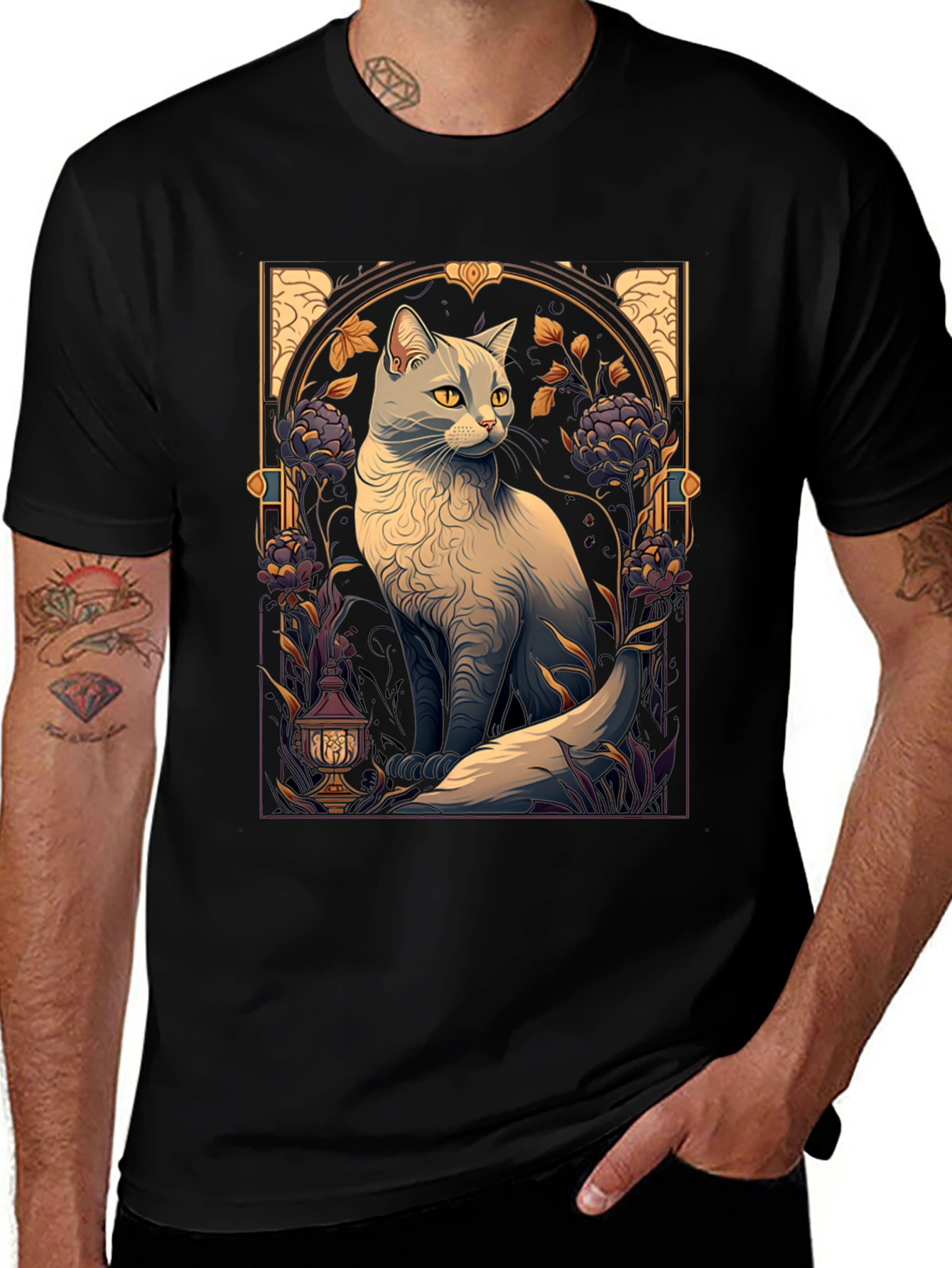 Art Nouveau Cat Graphic Tee