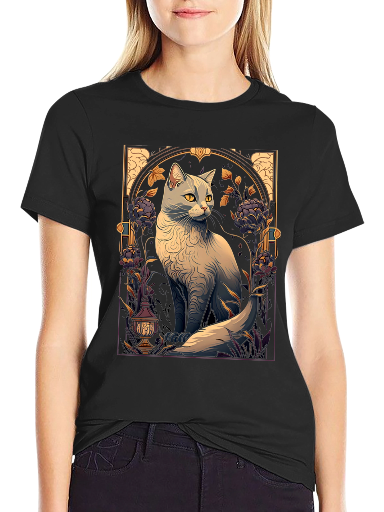 Art Nouveau Cat Graphic Tee