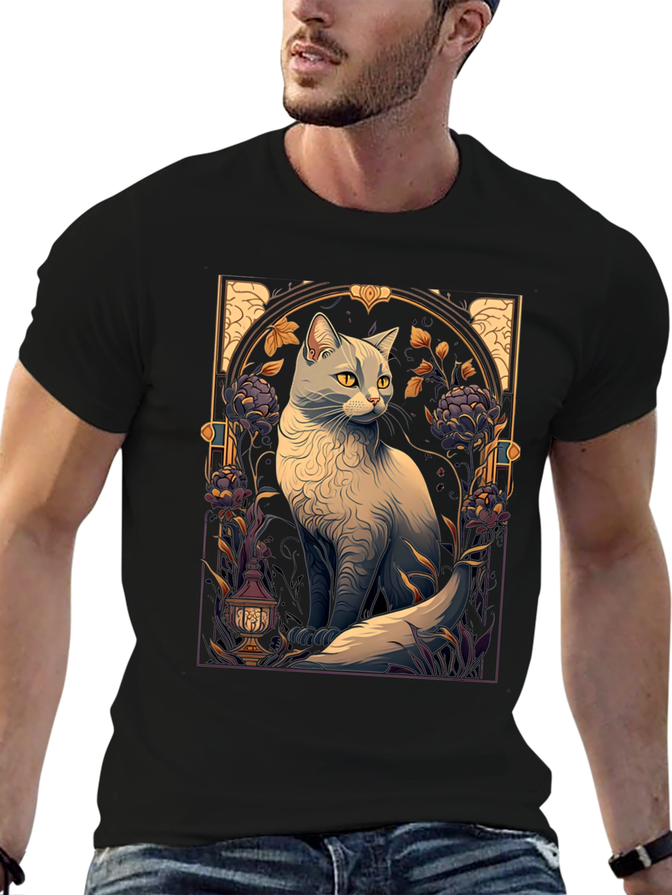 Art Nouveau Cat Graphic Tee