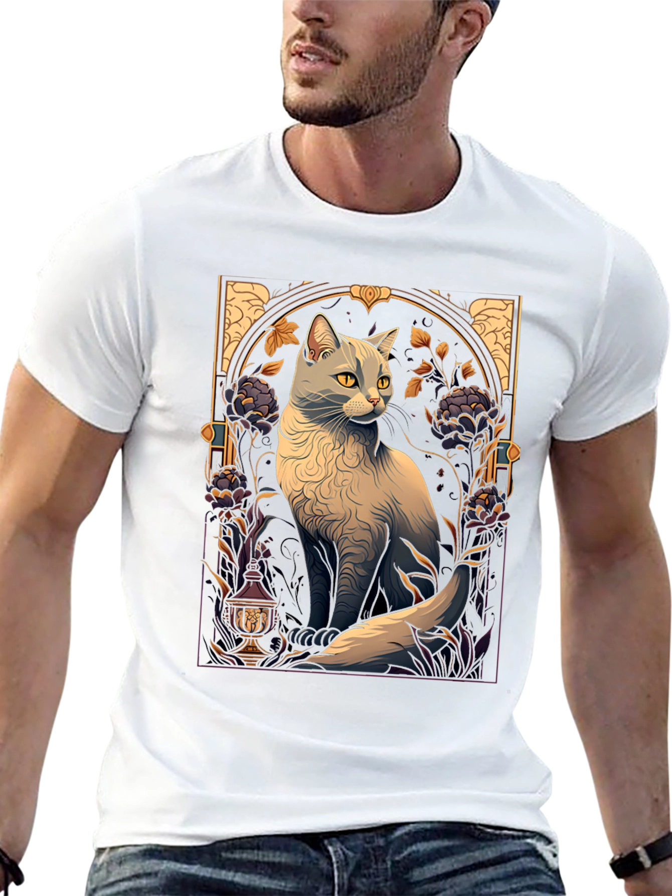 Art Nouveau Cat Graphic Tee