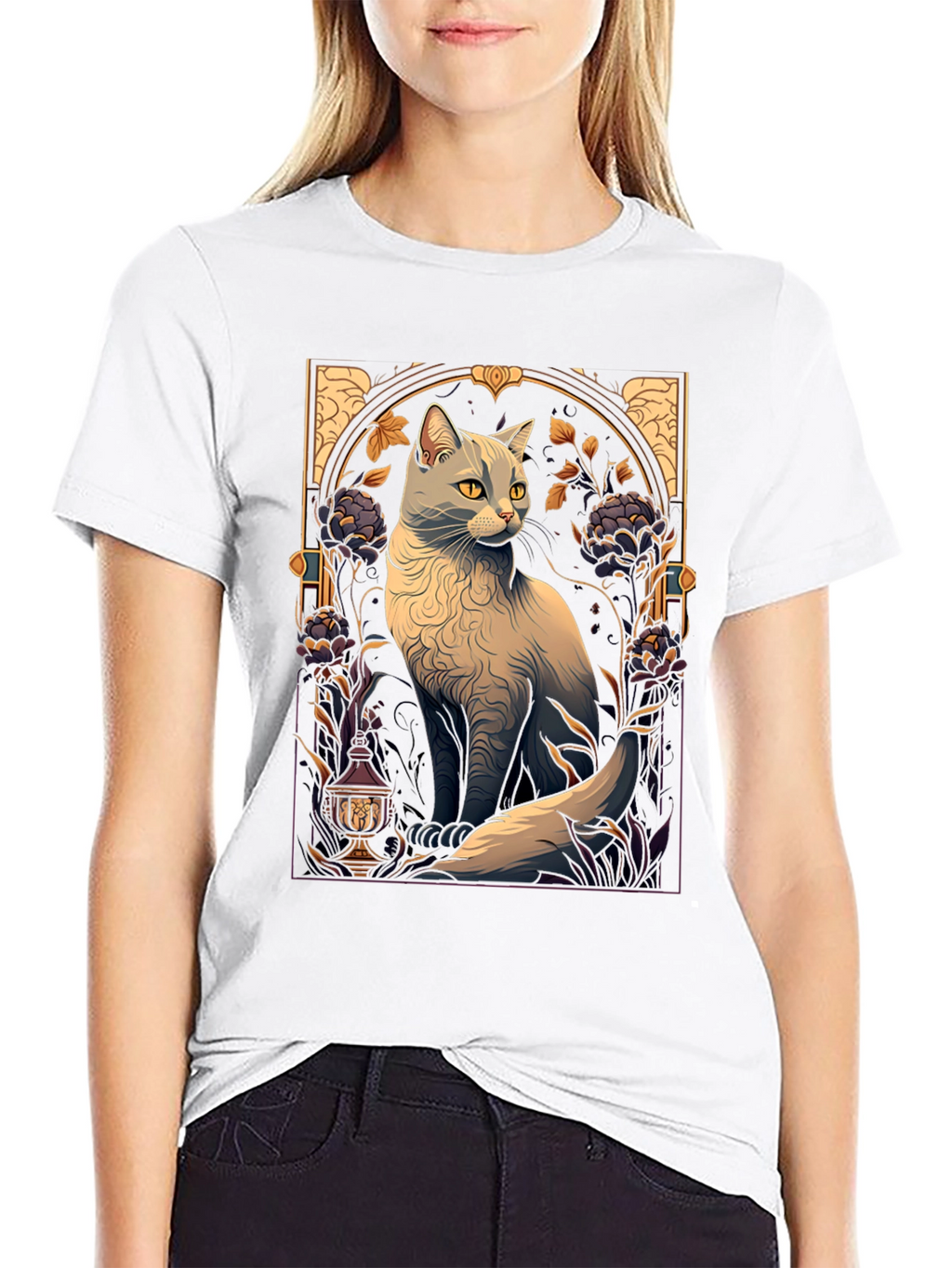 Art Nouveau Cat Graphic Tee