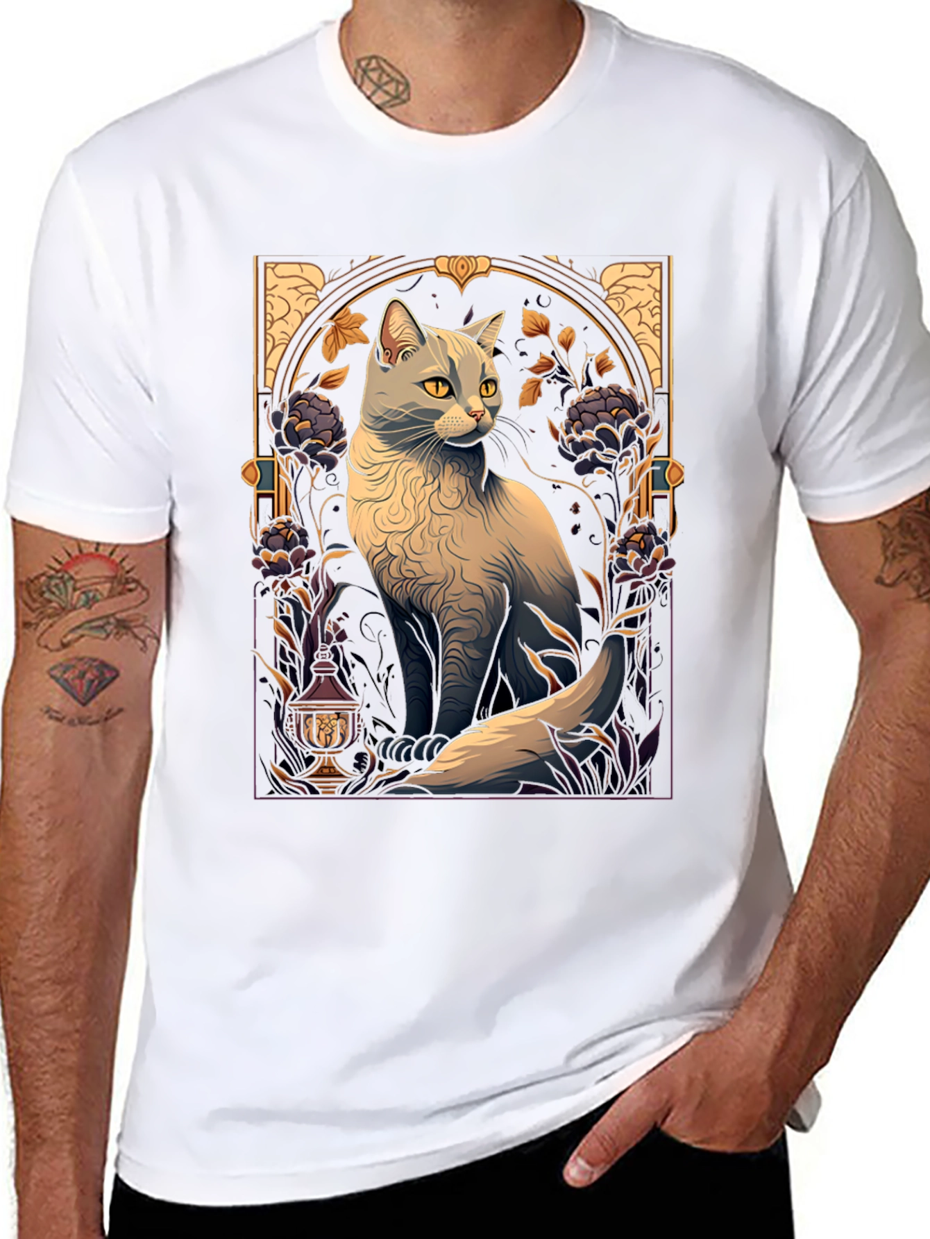 Art Nouveau Cat Graphic Tee