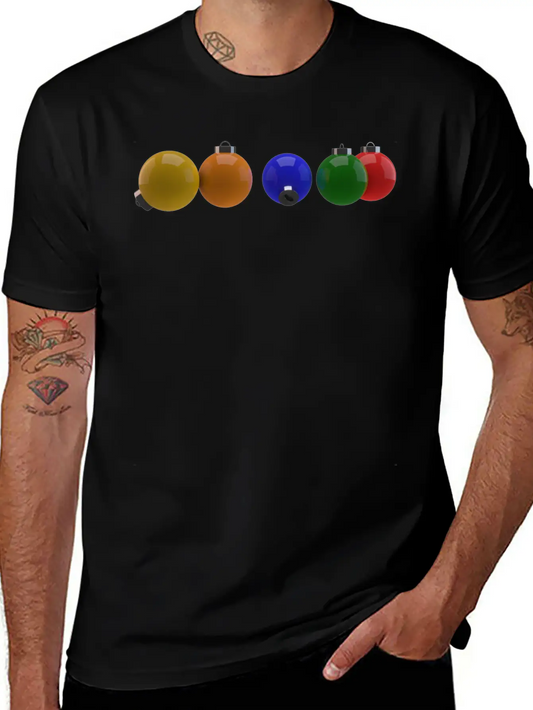 3D Colourful Christmas Ornaments Unisex Casual T-Shirt – Clean Design For Daily Comfort