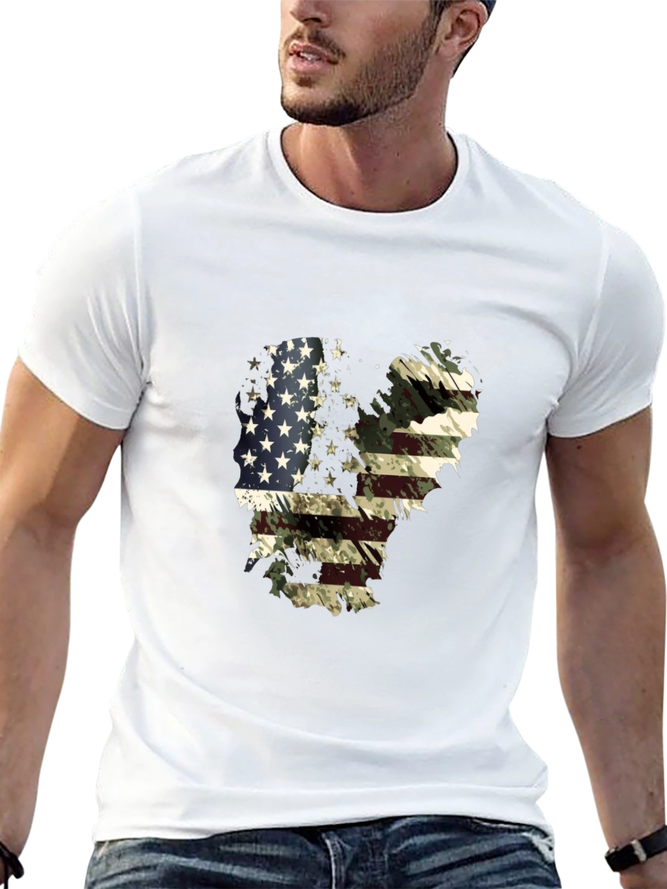 American Flag Camo Graphic T-Shirt
