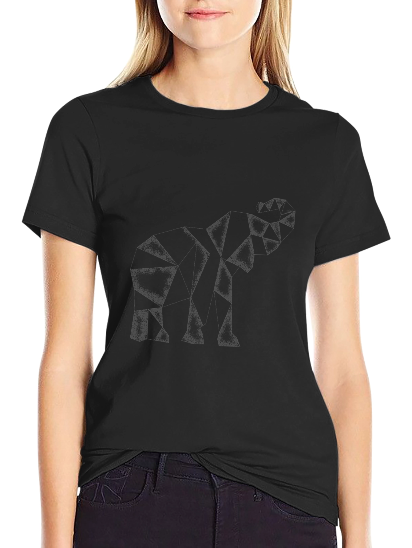 Abstract Elephant Graphic Tee - Black