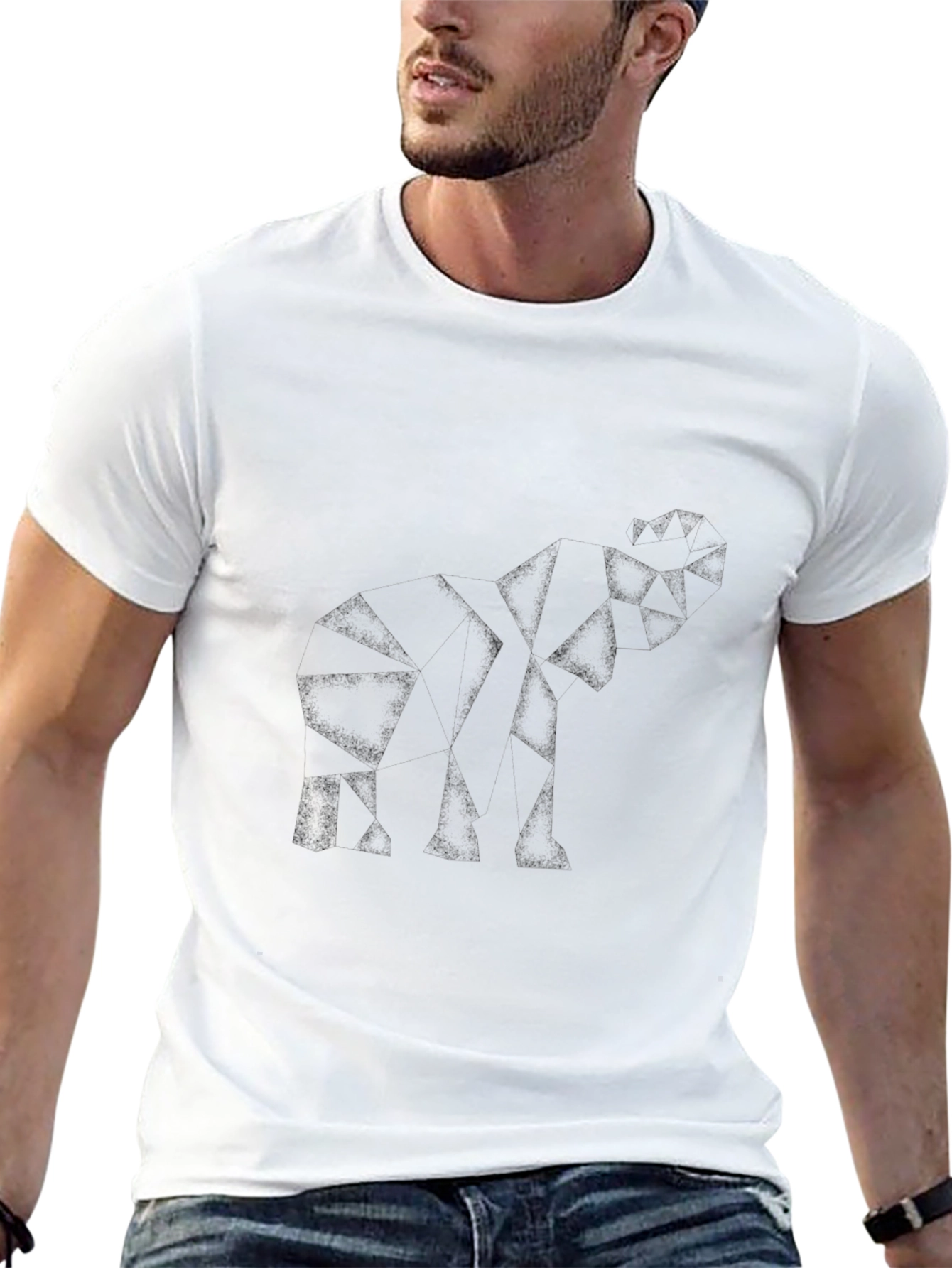 Abstract Elephant Graphic Tee - Black