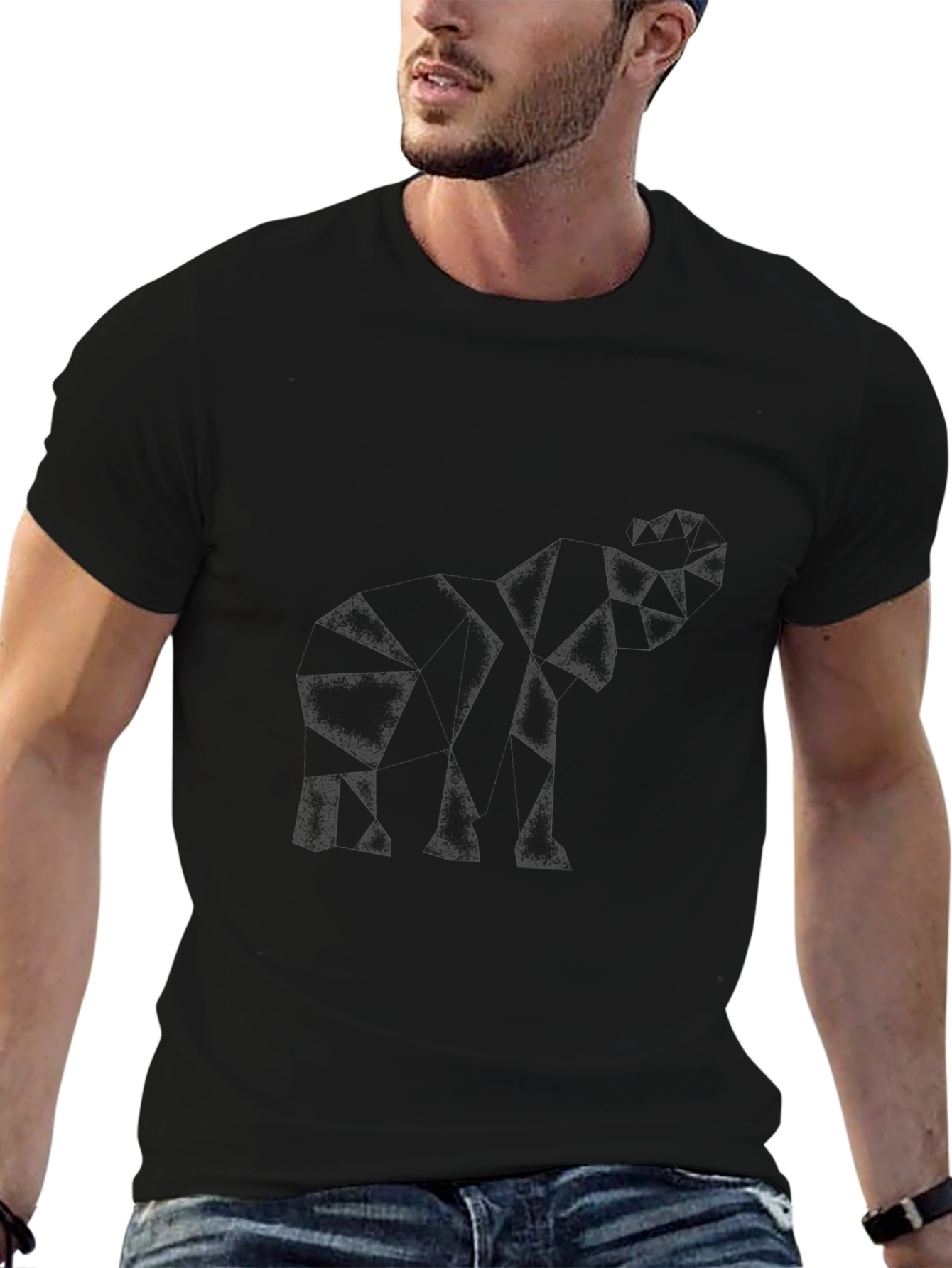 Abstract Elephant Graphic Tee - Black