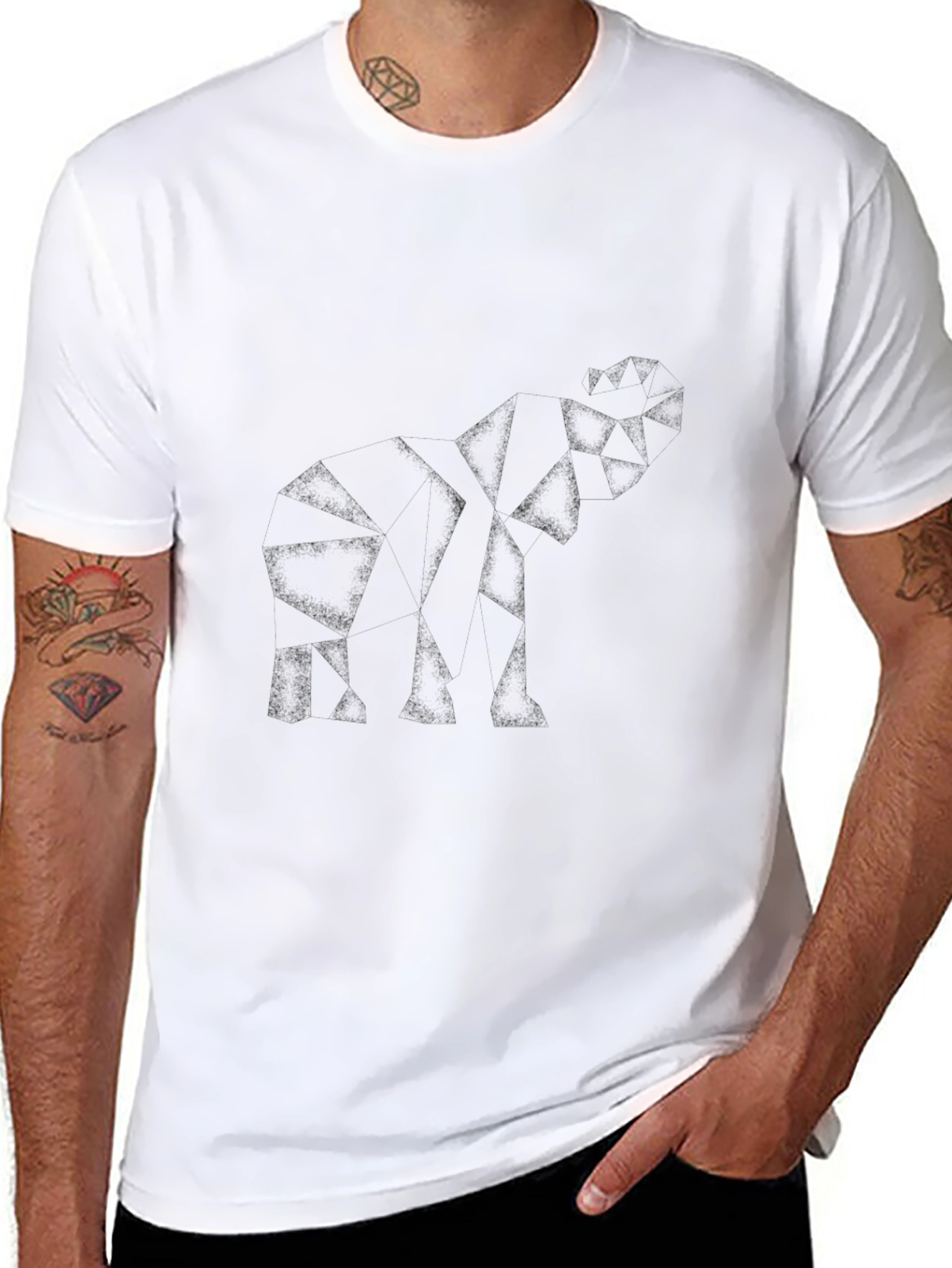 Abstract Elephant Graphic Tee - Black