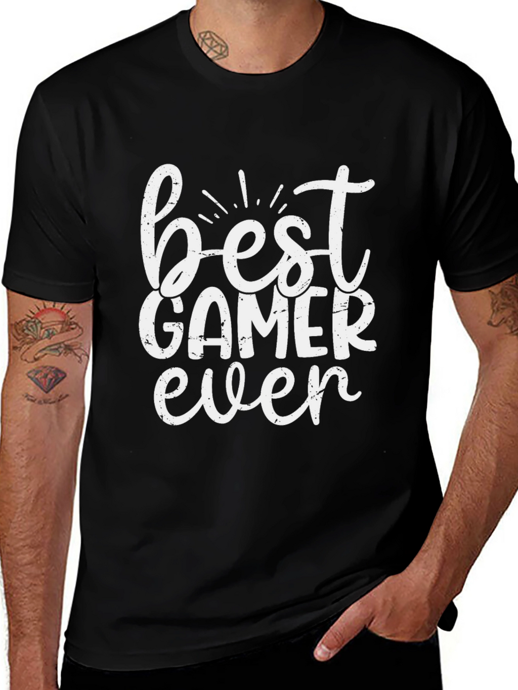 Best Gamer Ever Black Graphic Tee Shirt