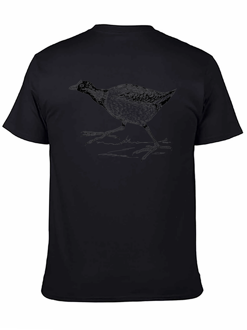 Black T-Shirt with Bird Print
