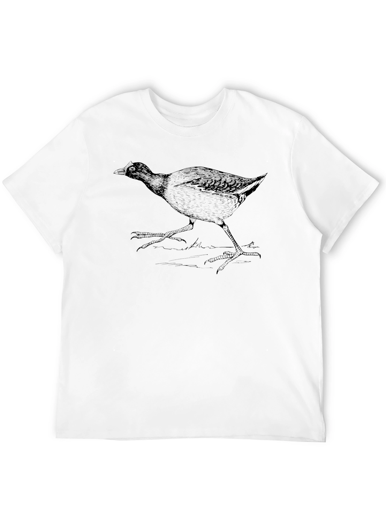 Black T-Shirt with Bird Print