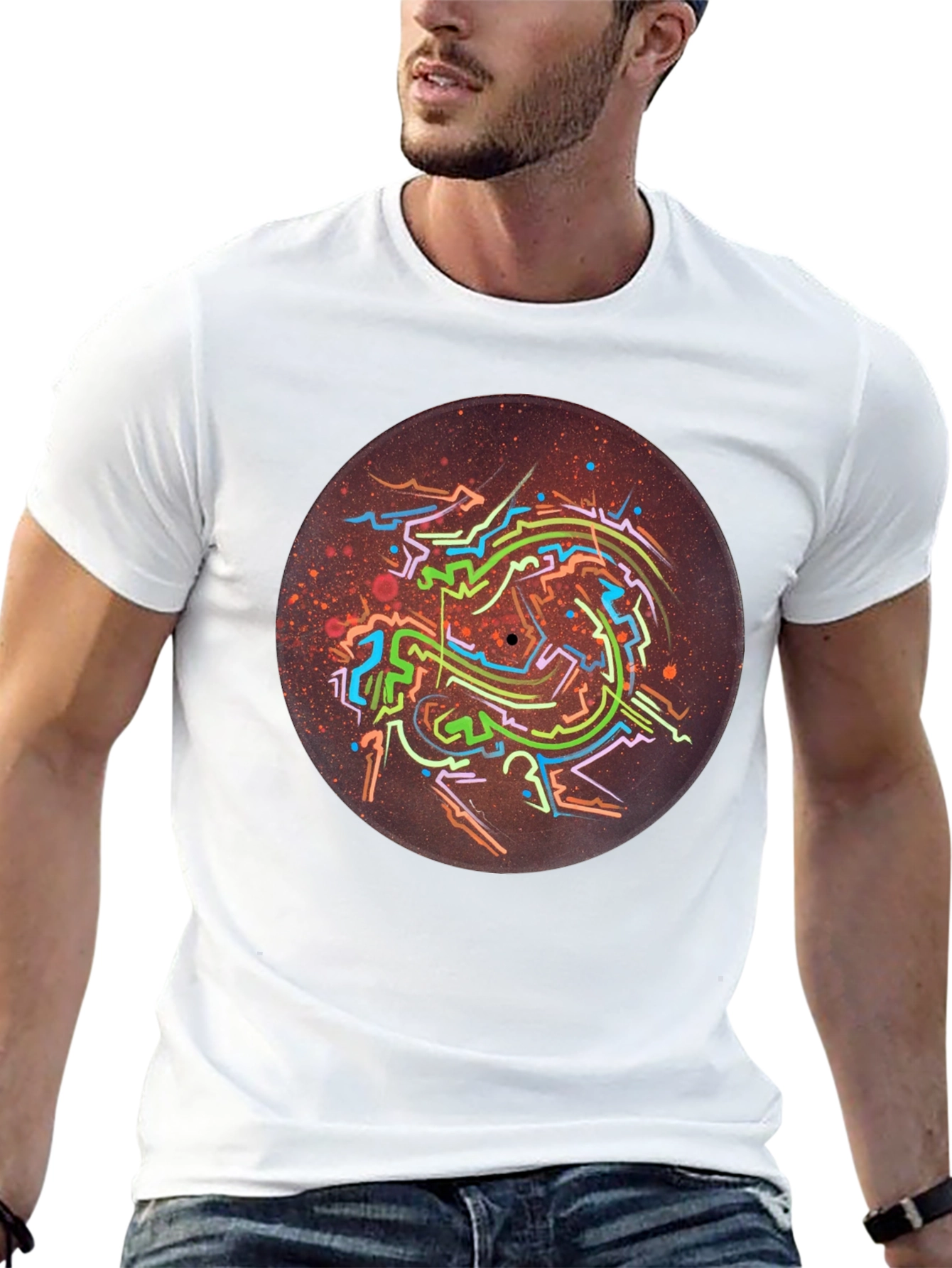 Abstract Record Art Black T-Shirt