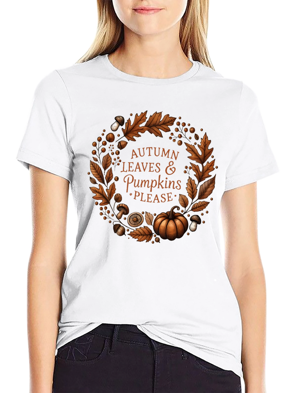 Autumn Leaves & Pumpkins Please T-Shirt