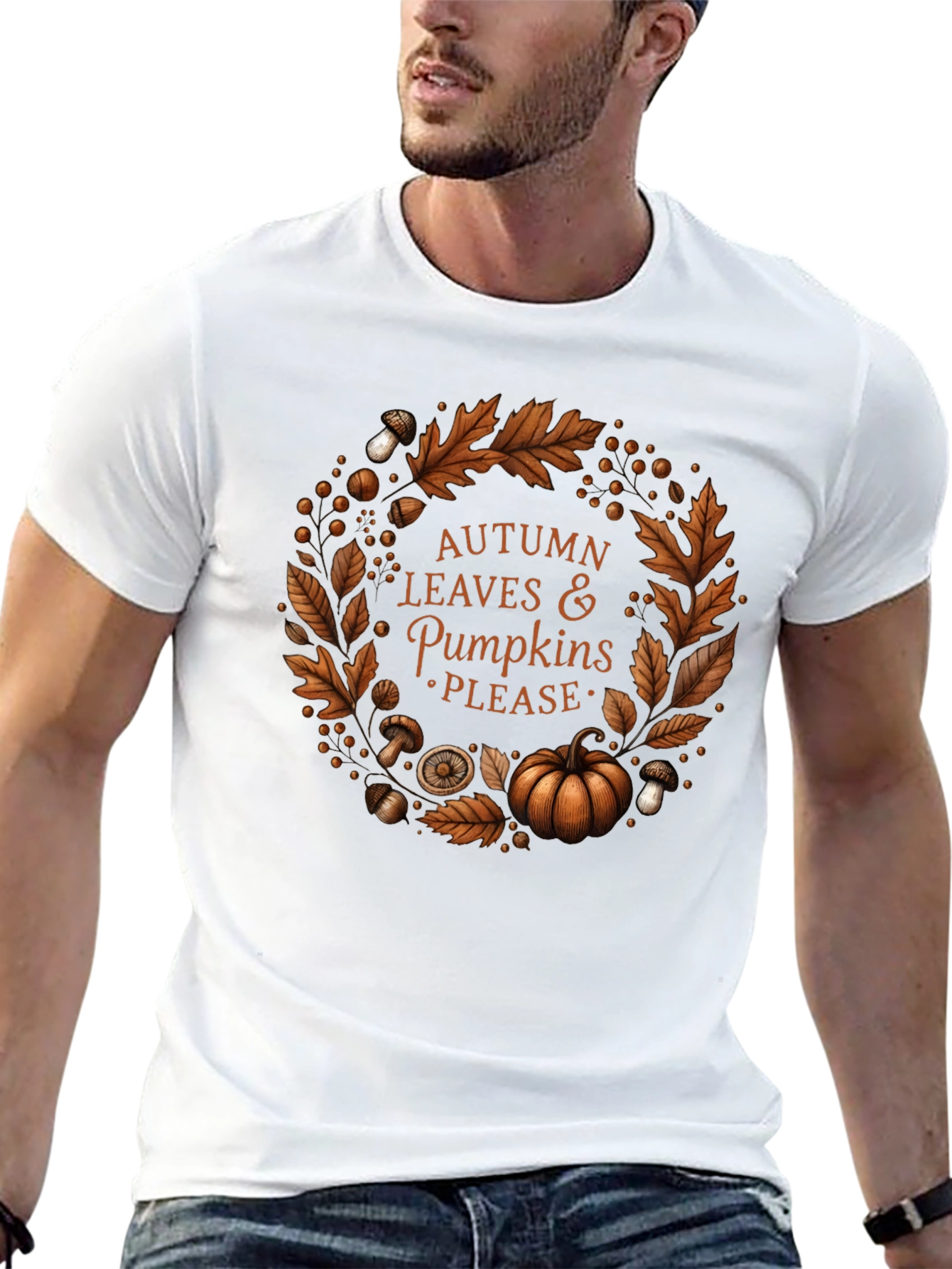 Autumn Leaves & Pumpkins Please T-Shirt